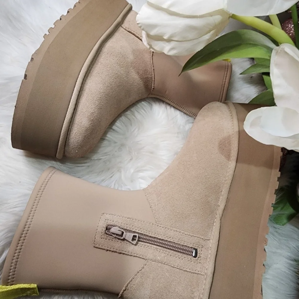 Ugg Classic Dipper Platform Boots 45 Sand Beige New